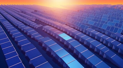 Fototapeta premium renewable energy flat design top view solar farm theme 3D render Complementary Color Scheme