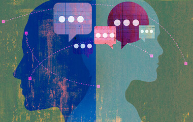 Text messages between male and female profiles