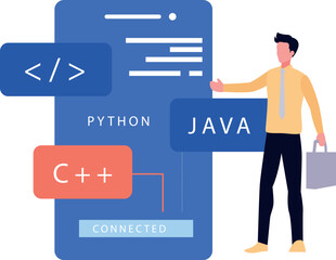 The boy is coding Java.