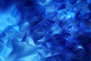 Obraz premium Digital art showcasing an abstract geometric pattern resembling blue crystals with a focus on sharp angles and light reflections.