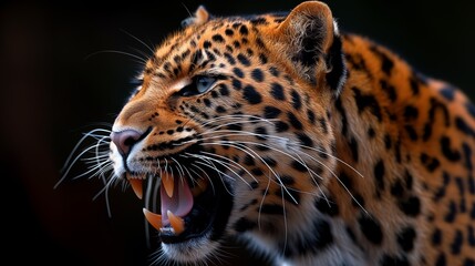 Obraz premium Leopard Mouth With Black Background created by ai