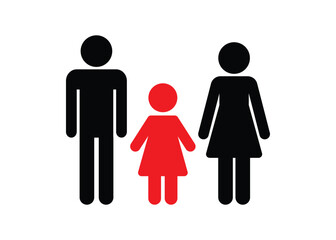 family with one child icon husband and wife with their one and only child symbol
