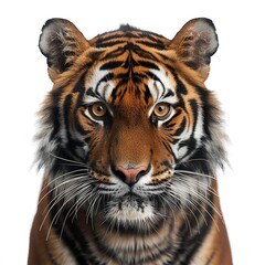 Fototapeta premium Headshot of a Bengal, intense focus on the camera, commanding presence, white background