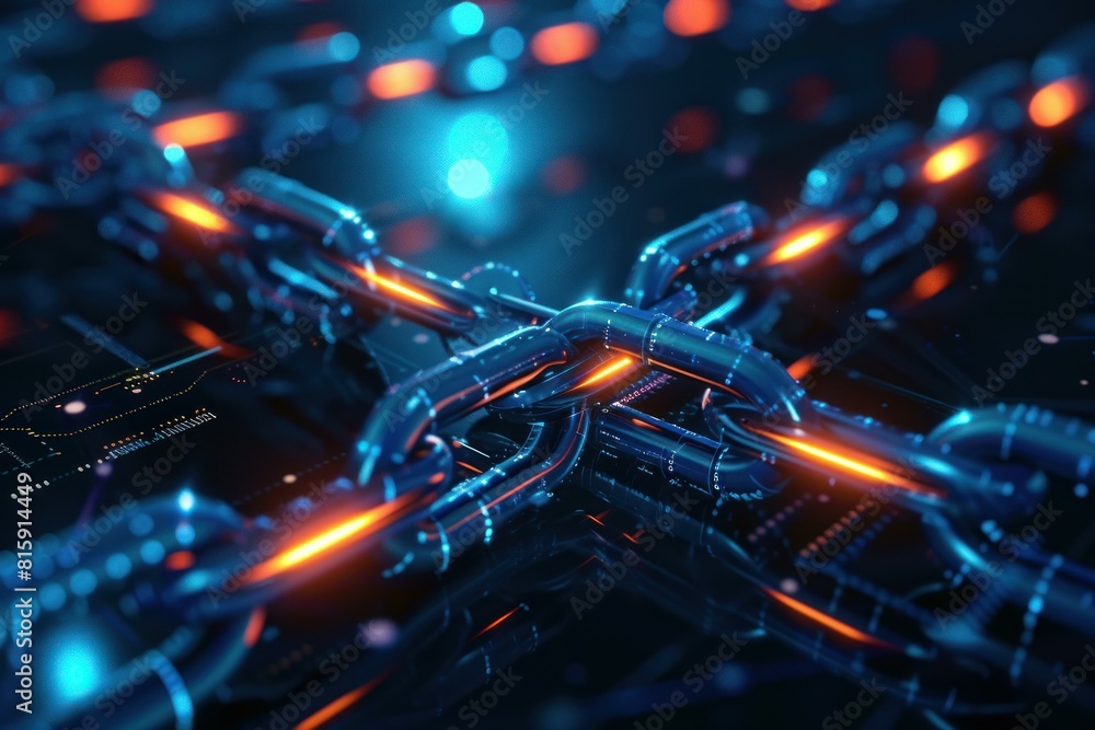 Poster cutting-edge futuristic network technology concept featuring abstract cybernetic high-tech glowing c