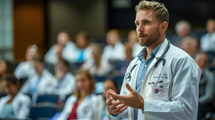 Expertise and Inclusion: Doctor with Autism Speaking at Medical Research Conference   Photo...