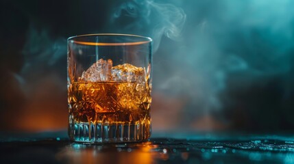 cold whisky for World Whisky (Whiskey) Day background concept with copy space