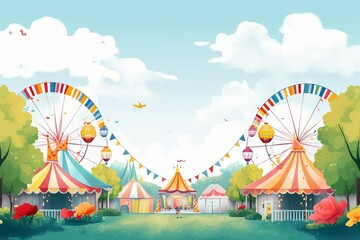 summer festival flat design front view carnival theme water color vivid