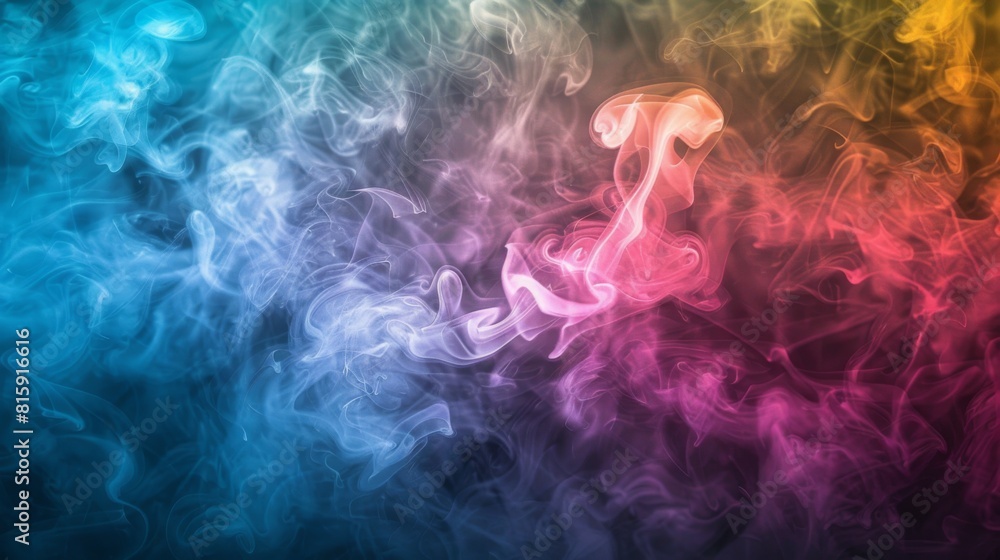 Aufkleber abstract background of colorful smoke clouds, showcasing the visual allure of smoking in artistic fo