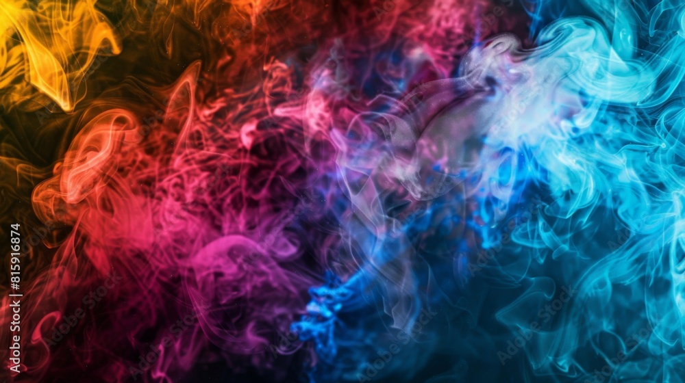 Aufkleber abstract background of colorful smoke clouds, showcasing the visual allure of smoking in artistic fo
