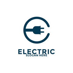 Electric Socket with letter EC or E Logo Vector, Creative Socket Energy Power Logo vector