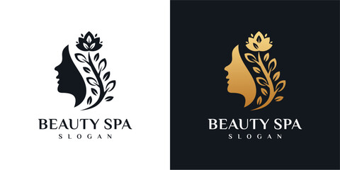 woman with flower logo design. natural woman logo for beauty salon, spa, cosmetics and skin care. luxury feminine template icon.