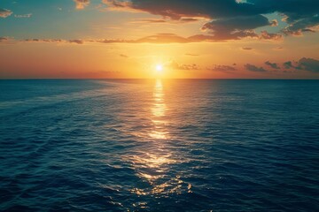 Sunset over the ocean horizon