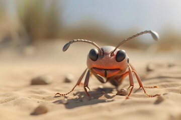 a cute ant in the desert