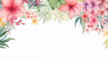 Watercolor botanical flowers background frame