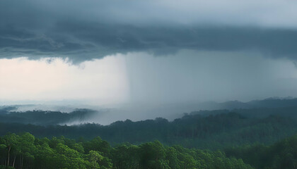 Rainstorm, natural disaster, damage to the environment on digital art concept.