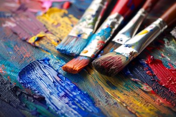 Obraz premium Vibrant paint strokes on a canvas, representing creativity and artistry