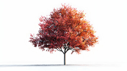 Photo realistic as Maple tree isolated on white background concept   A beautiful maple tree highlighting distinctive palmate leaves and sturdy trunk for seasonal educational or bot