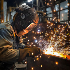 Welder welding steel