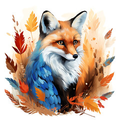 World wild life day watercolor vector fox