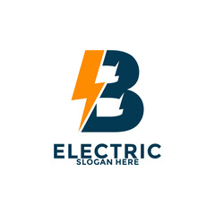Initial Letter B with Lightning logo, Electric Logo Vector, Creative Thunderbolt Energy Power Logo vector