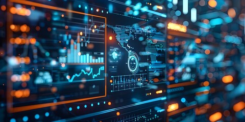 Naklejka premium Cutting Edge Technology and Strategic Finance Convergence Powered Analytics for Wealth and Prosperity