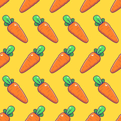 cute carrot cartoon icon vector seamless pattern background