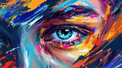 artists eyes filled with vibrant paint colors creative selfexpression concept digital art illustration
