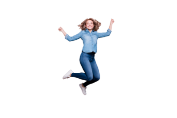 Full length body size view portrait of her she nice charming lovely attractive fascinating cheerful wavy-haired lady having fun isolated over gray purple violet pastel background