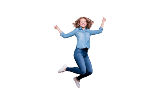 Full length body size view portrait of her she nice charming lovely attractive fascinating cheerful wavy-haired lady having fun isolated over gray purple violet pastel background