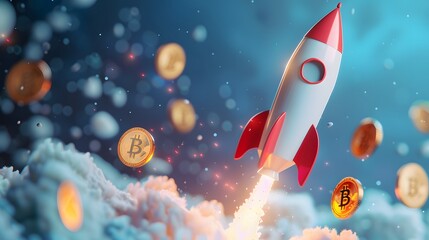 Illustration of a cute cartoon rocket space ship