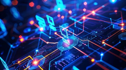 Obraz premium background digital security network
