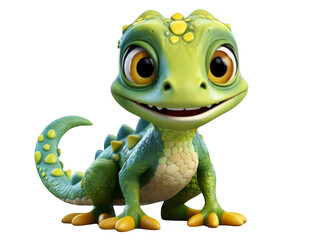 Fototapeta premium Cute green gecko with yellow spots sitting and smiling