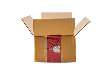 Cardboard box for parcels isolated on white background.