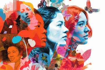 A vibrant collage celebrating the diverse strength and individuality of women across different spheres of life.