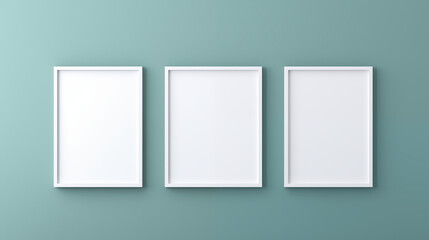 three white frame picture on green background - Powered by Adobe