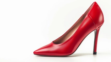 classic red leather womens high heels elegant fashion accessory isolated on white product photography