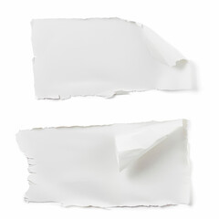 Torn pieces of paper on a white background
