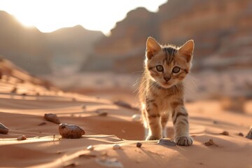 a cute cat in the desert