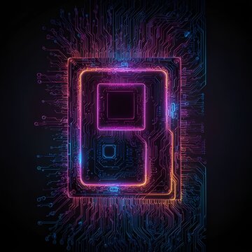 Artificial intelligence (AI), machine learning and modern computer technologies concepts. The chip inside system. Business, Technology, Internet and network concept. 