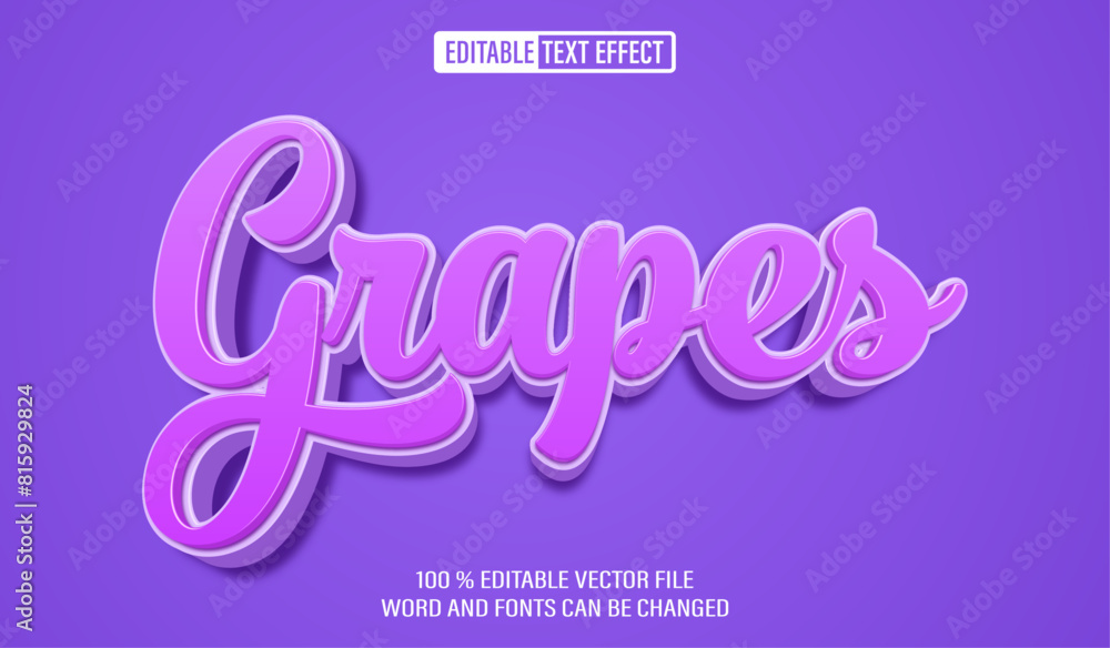 Poster editable 3d text style effect - grapes text effect template