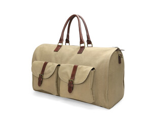 canvas duffle gym bag isolated on white background