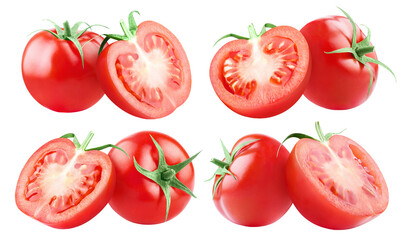 Set of delicious red tomatoes, cut out