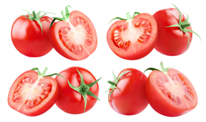 Set of delicious red tomatoes, cut out