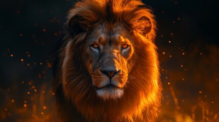 Naklejka premium lion fighing over Massai marah jungle in south africa 4K Wallpaper created by ai