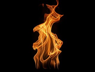 Small fire flame, isolated black background