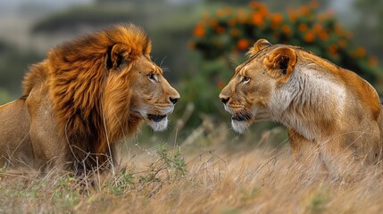 lion fighing over Massai marah jungle in south africa 4K Wallpaper created by ai
