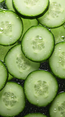 fresh cucumber adorned with glistening raindrops of water background poster 