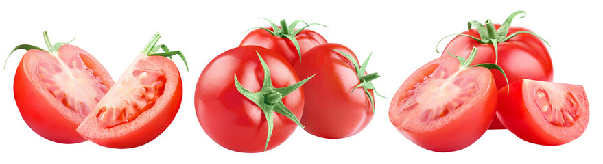Set of delicious red tomatoes, cut out