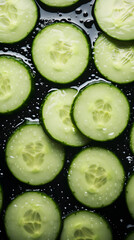 fresh cucumber adorned with glistening raindrops of water background poster 