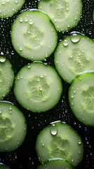 fresh cucumber adorned with glistening raindrops of water background poster 